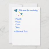 Aankondiging baby shower met Baby olifant (Achterkant)