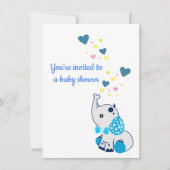 Aankondiging baby shower met Baby olifant (Voorkant)