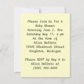 Aankondiging  Baby shower partij (Achterkant)