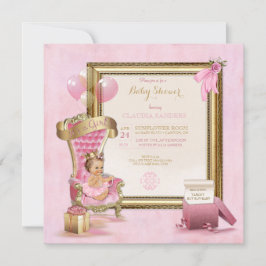 Aankondiging Baby Shower Prinsessen Kroon Goud Roz