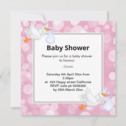 Aankondiging baby shower roze bruine zeemeermin (Voorkant)