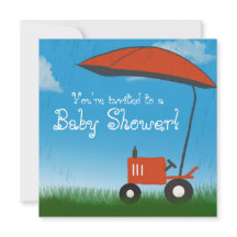Aankondiging Baby shower trekker: Red Tractor