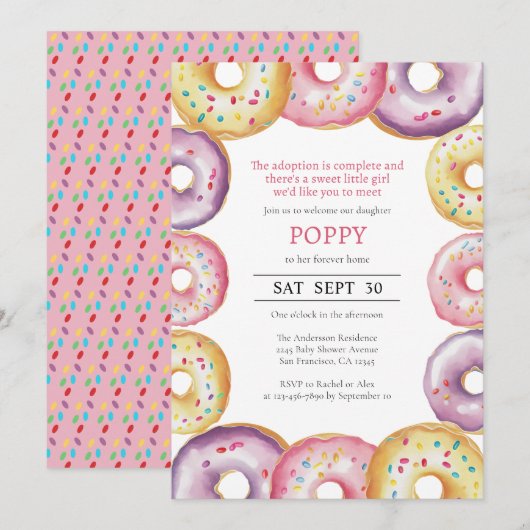 Aankondiging Baby shower uitnodiging (Voorkant / Achterkant)