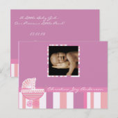 Aankondiging babymeisje - Roze babybuggy (Voorkant / Achterkant)