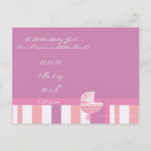 Aankondiging babymeisje - Roze babybuggy (Achterkant)
