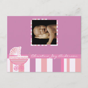 Aankondiging babymeisje - Roze babybuggy