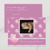 Aankondiging babymeisje - Roze babybuggy (Voorkant / Achterkant)