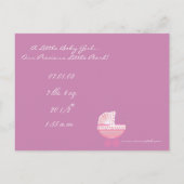 Aankondiging babymeisje - Roze babybuggy (Achterkant)