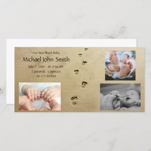 Aankondiging Beach Footprints Baby (Voorkant / Achterkant)