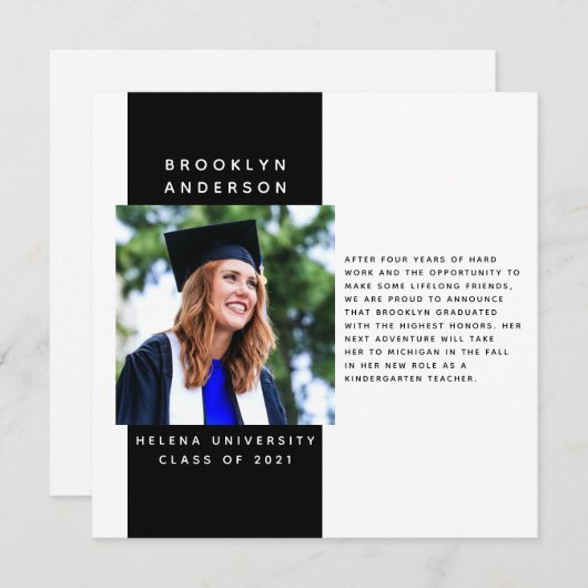 Aankondiging bericht Afstuderen moderne foto's (Voorkant / Achterkant)