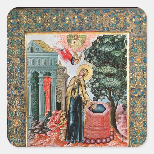 Aankondiging bij de Fontein Vierkante Sticker (Voorkant)