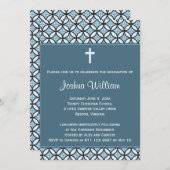 Aankondiging blauw Afstuderen/uitnodiging (Voorkant / Achterkant)