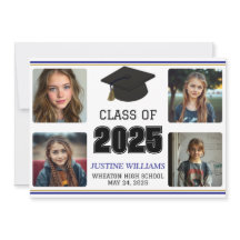 Aankondiging blauw en goudAfstuderen