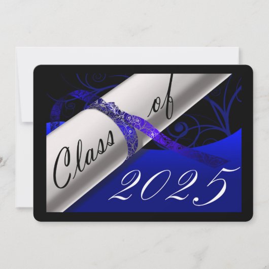 Aankondiging blauw en zwart Afstuderen (Voorkant)