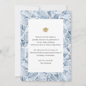 Aankondiging blauw handgeschreven foto-Afstuderen (Achterkant)