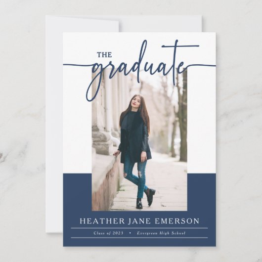 Aankondiging blauw modern Afstuderen (Voorkant)