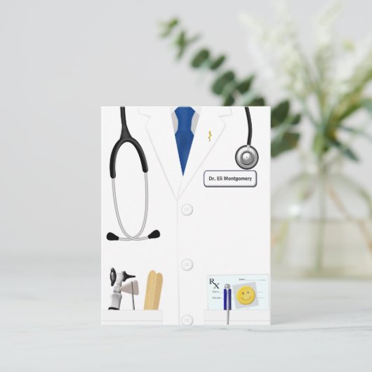 Aankondiging blauw Stropdas nieuwe arts (Staand voorkant)