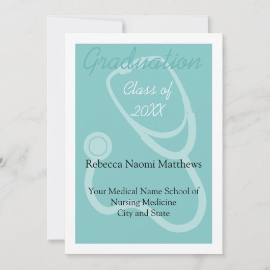 Aankondiging blauw/wit modern medisch Afstuderen (Voorkant)