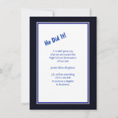 Aankondiging blauwe Afstuderen foto (Achterkant)