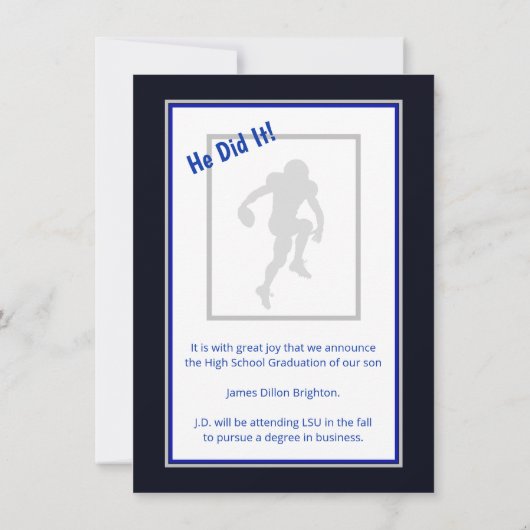 Aankondiging blauwe Afstuderen foto (Achterkant)