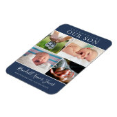 Aankondiging blauwe foto van Collage Baby Magneet (Linkerzijde)