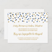 Aankondiging blauwe goudConfetti Verloving (Voorkant / Achterkant)