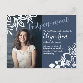 Aankondiging blauwe grijze uitstel briefkaart