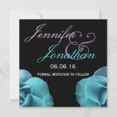 Aankondiging blauwe Paarse Rozen Wedding Save Date (Achterkant)