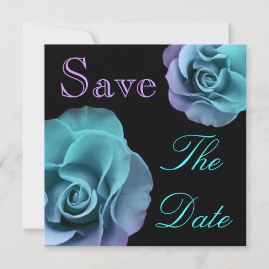 Aankondiging blauwe Paarse Rozen Wedding Save Date (Voorkant)
