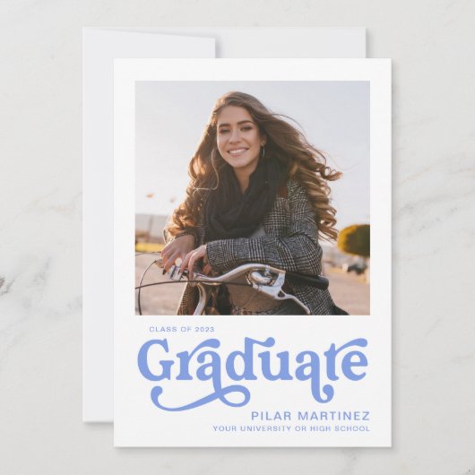 Aankondiging Blauwe Typografie Afstudeerfoto 2023 (Voorkant)