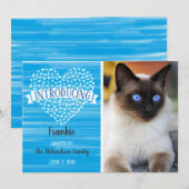 Aankondiging blauwe Waterverf kat hartfoto foto fo (Voorkant / Achterkant)