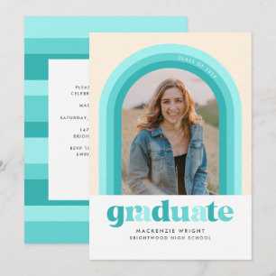Aankondiging blauwgroen Afstuderen Retro Arch