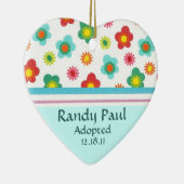 Aankondiging blauwgroen Floral Adoption Keramisch Ornament (Rechts)