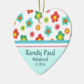 Aankondiging blauwgroen Floral Adoption Keramisch Ornament (Links)