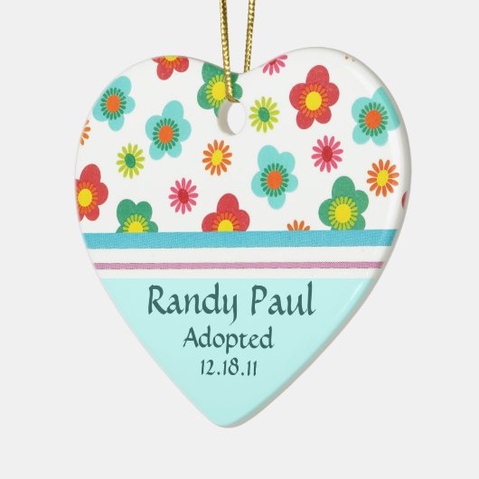 Aankondiging blauwgroen Floral Adoption Keramisch Ornament (Links)