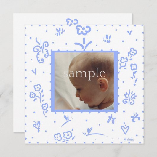 Aankondiging Bleke blauwe bloem (Voorkant / Achterkant)