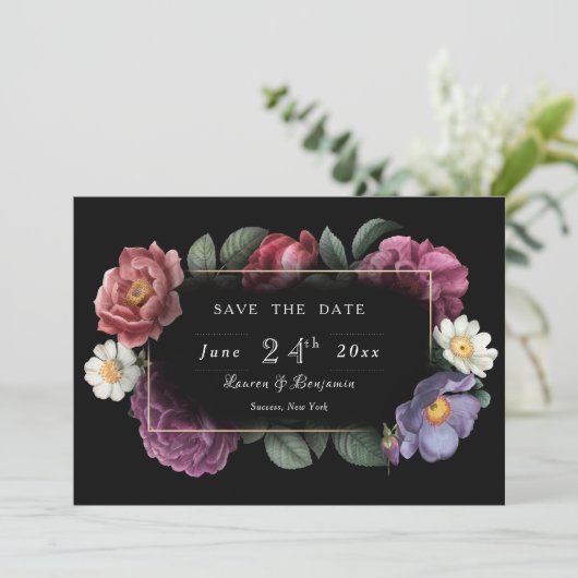 Aankondiging bloemendroom bewaar de datum (Staand voorkant)