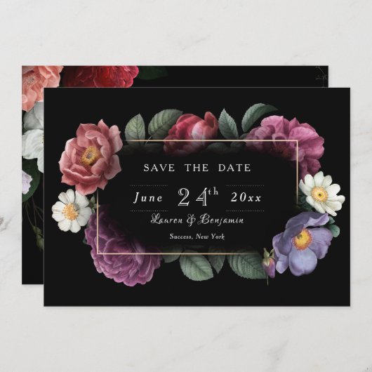 Aankondiging bloemendroom bewaar de datum (Voorkant / Achterkant)