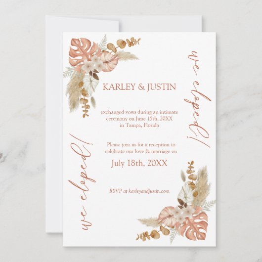 Aankondiging Boho Floral Elopement (Voorkant)