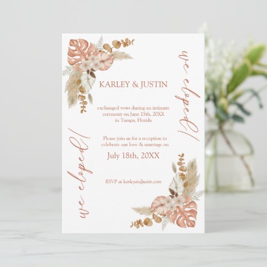 Aankondiging Boho Floral Elopement (Staand voorkant)