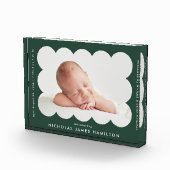 Aankondiging bosgroene moderne gescand geboorte fotoblokken (Rechts)