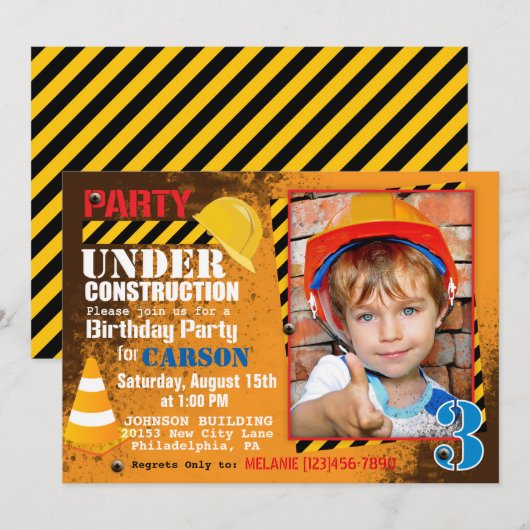 Aankondiging bouwterrein van de Birthday Party (Voorkant / Achterkant)