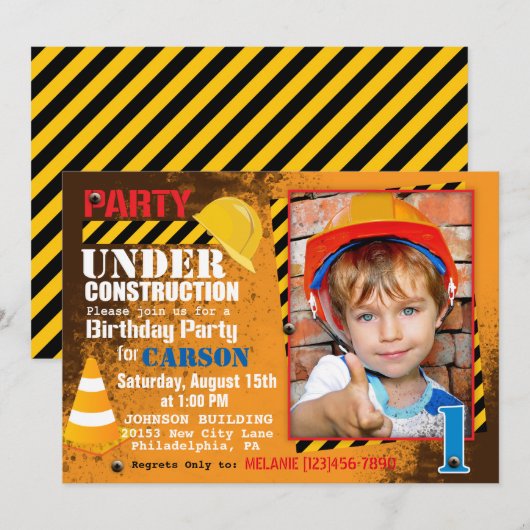 Aankondiging bouwterrein van de Birthday Party (Voorkant / Achterkant)