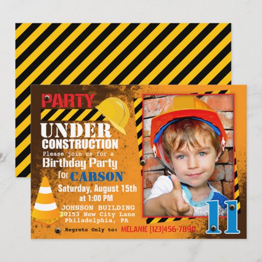Aankondiging bouwterrein van de Birthday Party (Voorkant / Achterkant)
