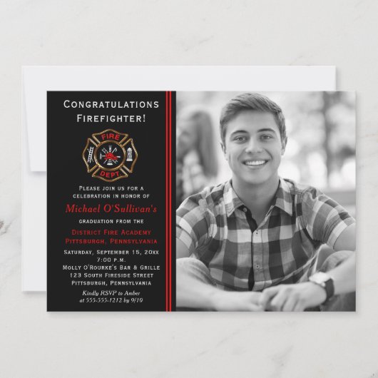 Aankondiging brandweerfotoAfstuderen | Partij (Voorkant)