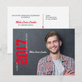 Aankondiging Briefkaart afstuderen | Red (Voorkant / Achterkant)