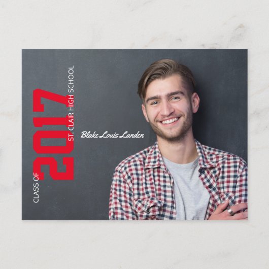 Aankondiging Briefkaart afstuderen | Red (Voorkant)