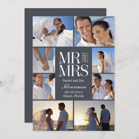 Aankondiging bruiloft bruiloft - grijs (Voorkant / Achterkant)