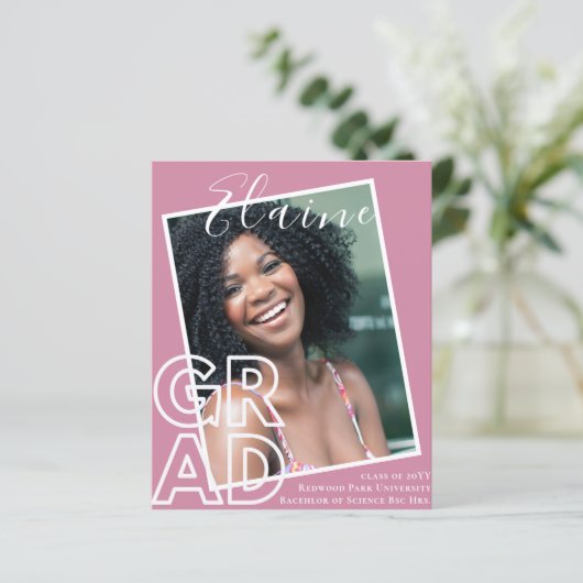 AANKONDIGING BUDGET Afstudeerfoto Bedankt Uitnodig (Staand voorkant)