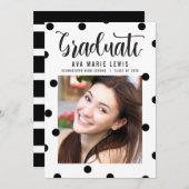 Aankondiging charmant Stip zwart Afstuderen (Voorkant / Achterkant)